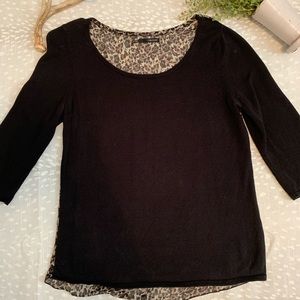 Black and leopard Maurices 3/4 sleeve sweater